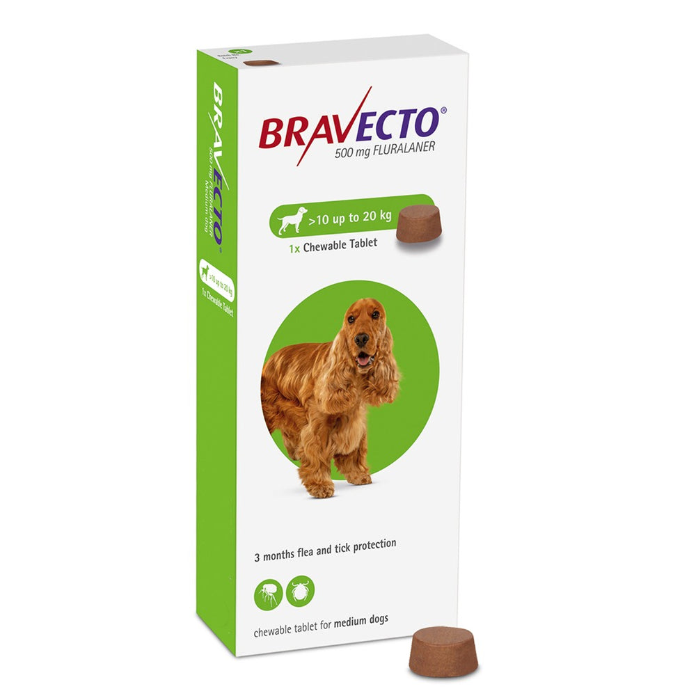 Bravecto Chewable Tablet For Medium Dogs (10 – 20 Kg) X 1 Tablet